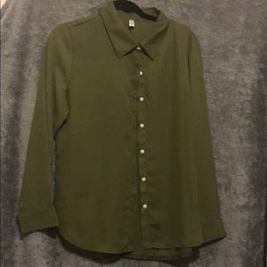 Large sheer collared button down blouse